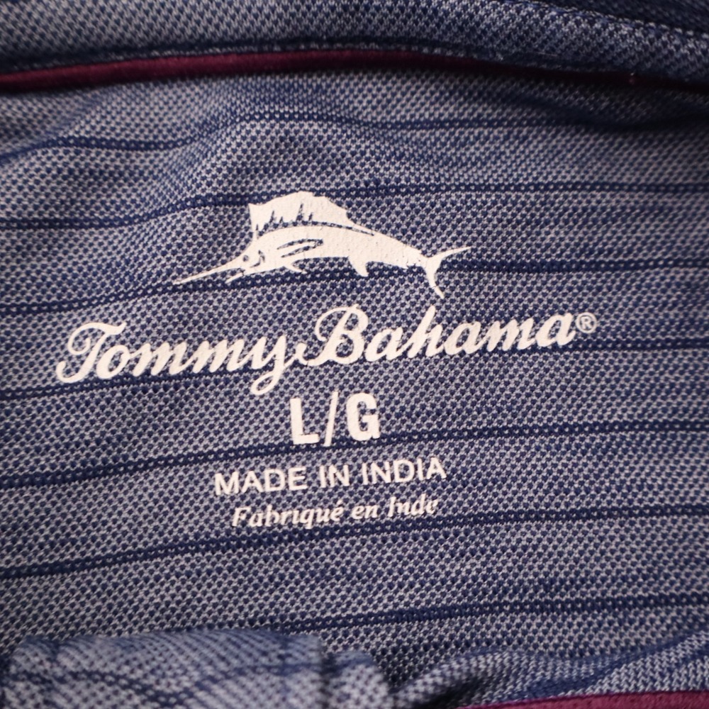 Tommy Bahama Polo Shirt Men's Blue Striped Short Sleeve Size L - Picture 3 of 9